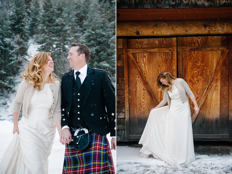 wedding photos in the snow